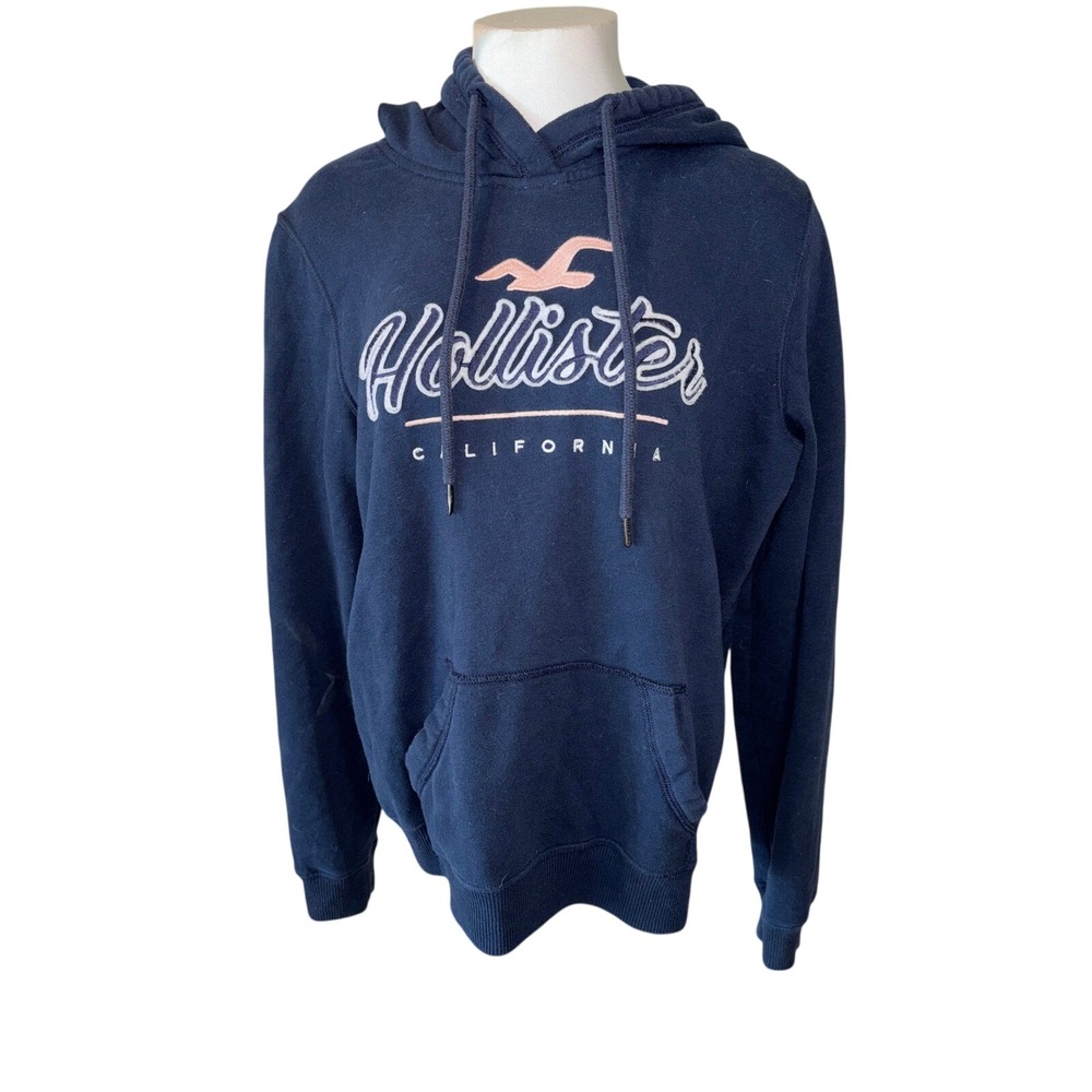 Hollister California Y2K Sweatshirt Blue Logo Pink White Womens Large